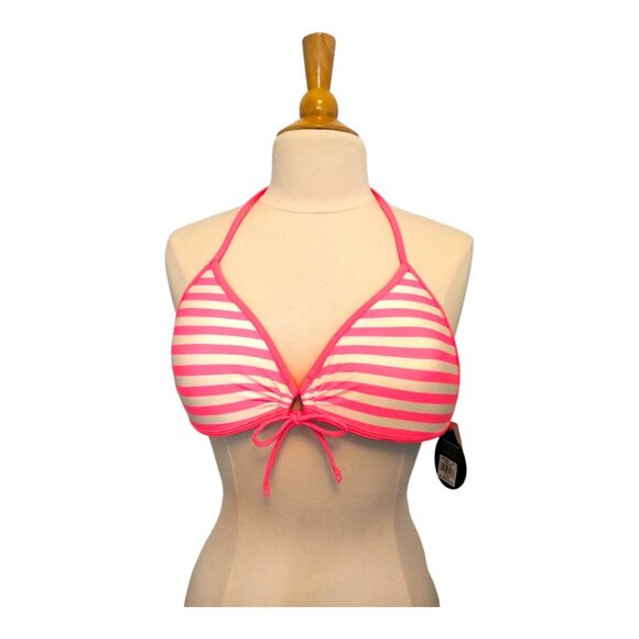 Barbie⭐NWT⭐Body Glove Push Up Cleavage builder bikini top Neon Pink Stripes - Picture 3 of 16